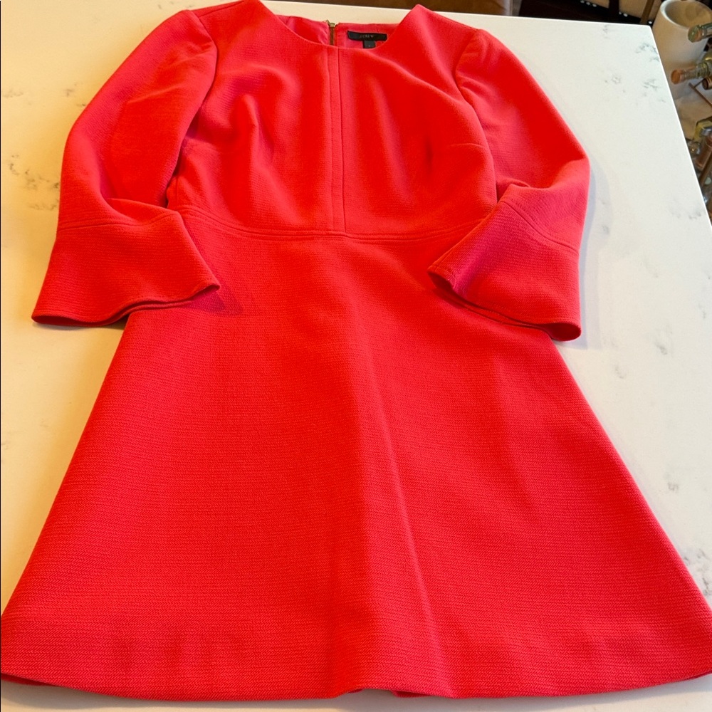J. Crew Tulip Sleeve Red A-Line Suit Dress